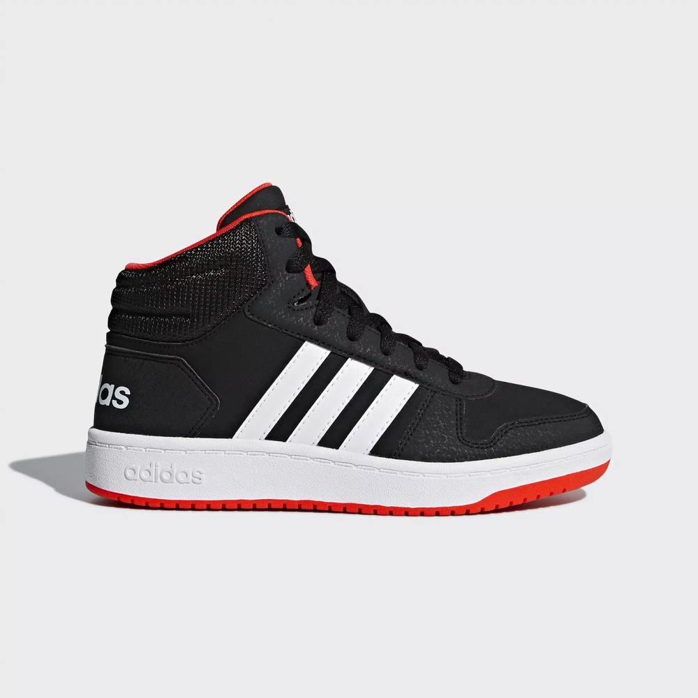Adidas Hoops 2.0 Mid Tenis Negros Para Niño (MX-56665)